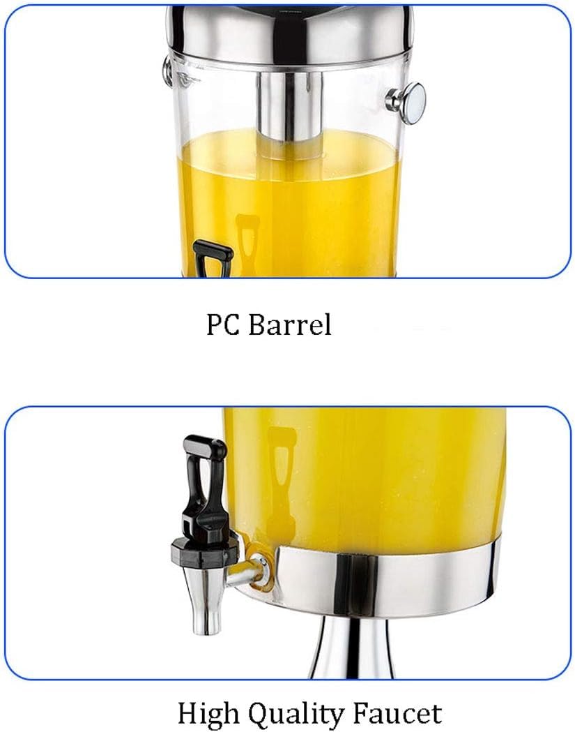 Distributeur de boissons avec robinet en acier inoxydable et noyau de glace, grande capacité de 5 litres pour fête, buffet, bar de petit-déjeuner, pique-nique, boissons en libre-service