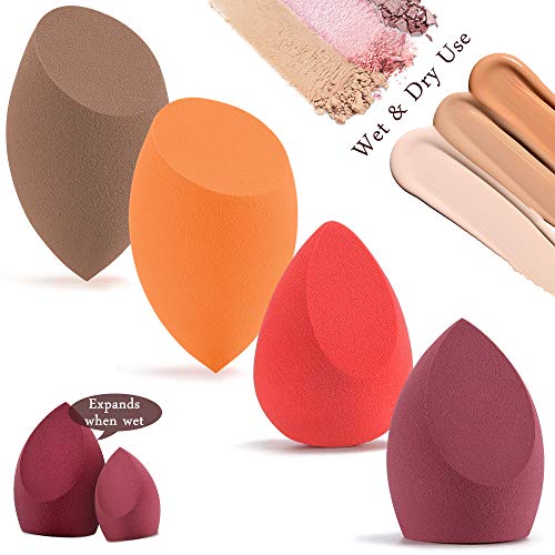 Makeup Blender Sponge Set - 4 Pack Latex Free Q-Soft Makeup Beauty Foundation Blending Sponge Flawless Smooth Brush for Liquid Foundation BB Creams Powders Concealer (4 Pack)