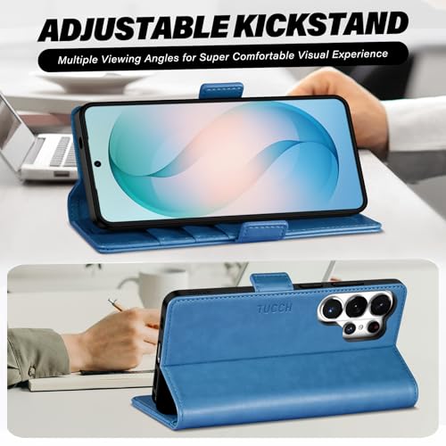 TUCCH Wallet Case for Galaxy S26 Ultra with [TPU Shockproof Interior Case] [RFID Blocking] Folio Stand 4 Card Holder, Magnetic PU Leather Protective Cover Compatible with Galaxy S26 Ultra, Light Blue by TUCCH - Used condition - Image 5