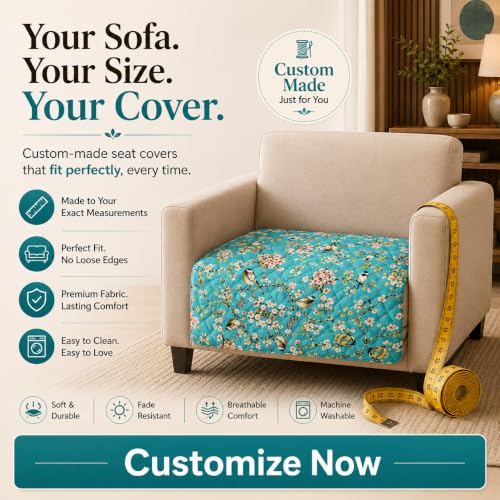 Image of Nendle Quilted Customisable Digital Printed Sofa Mat Cover with Fixed Seat Depth of 36 Inches | Premium Velvet Fabric Furniture Protector for Custom Fit
