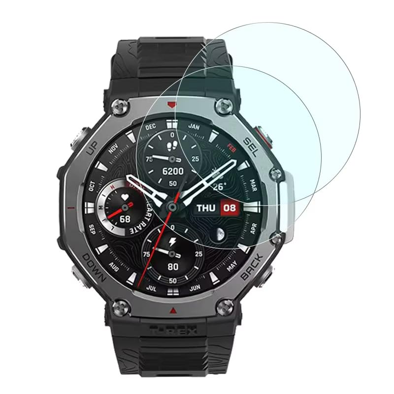 Image of YODI Pack of 2 Waterproof 3D Tempered Glass Screen Protector Compatible with Amazfit T-Rex 3 Only ((T-REX 3))