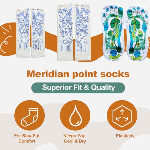 XieJY Reflexology Socks Set, 2024 New Pressure Point Socks Reflexology at Home with Massage Tool, Acupressure Socks for Foot Massage Pain Relief at Home (Woman)