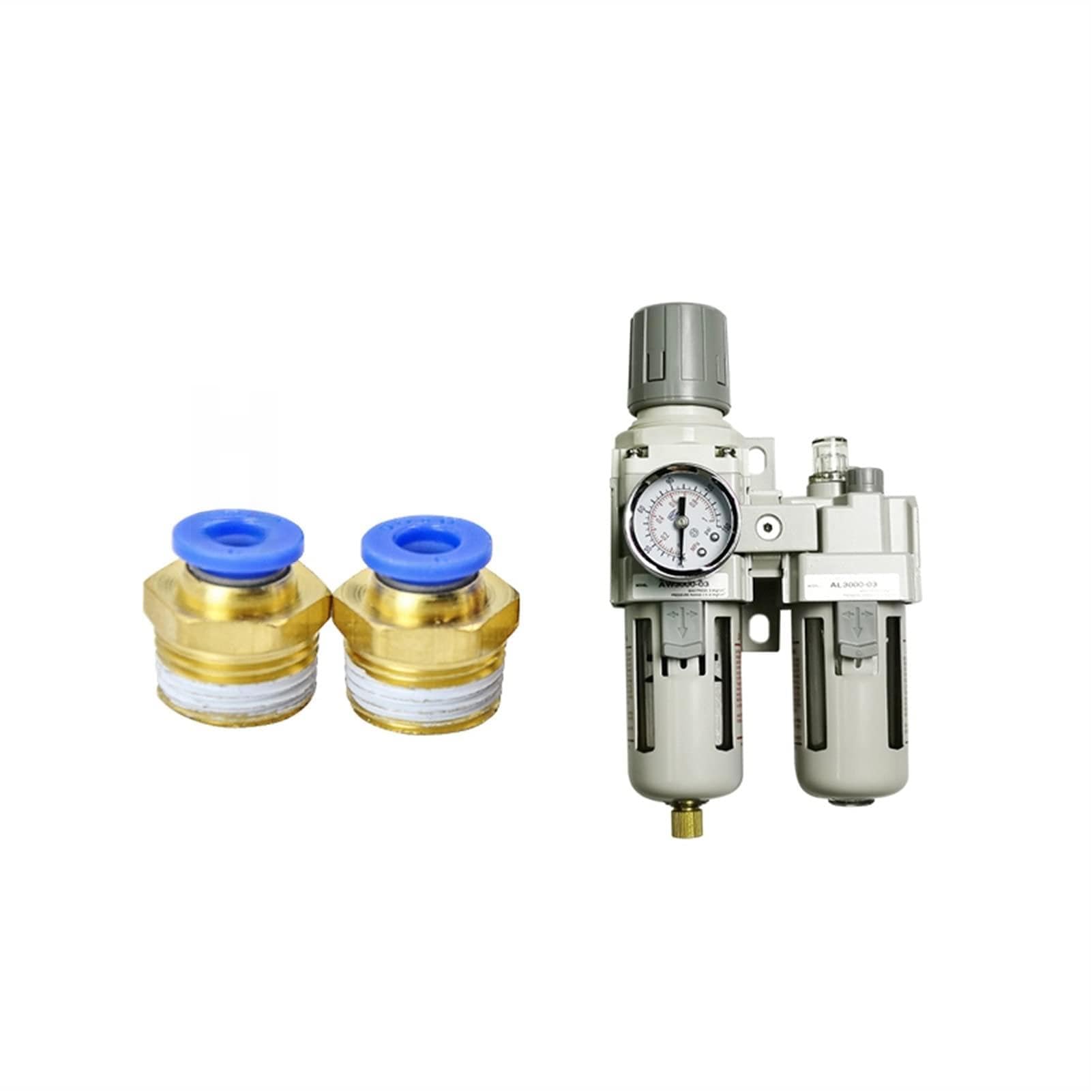 Pneumatic Air Cylinder, Air Pump Compressor Oil Filter Regulator Trap Pneumatic Water Separator Pressure Manual Drainage Supply(AC3010-03 PC6-03,Fiber Filter)