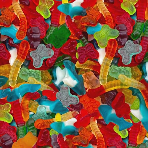 Gummy Candy Mix | 2-Pound Bag | Blue Sharks, Bears, Worms, Butterflies - Party Favors