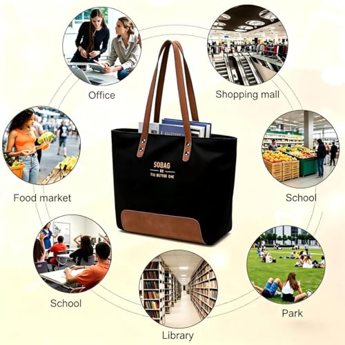 Bolso Tote para mujer con cierre y múltiples bolsillos miniatura 6