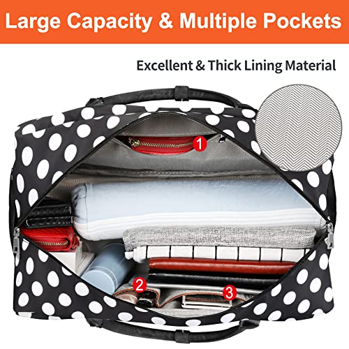 Image of IBFUN Weekender Bags for Women, 21 inch Weekender Travel Bag, Travel Duffle Bag Carry on Overnight Duffel Bag 3PCS, B7-Polka Dot, Large, Expandable Weekender Bag With Back Side Luggage Sleeve and