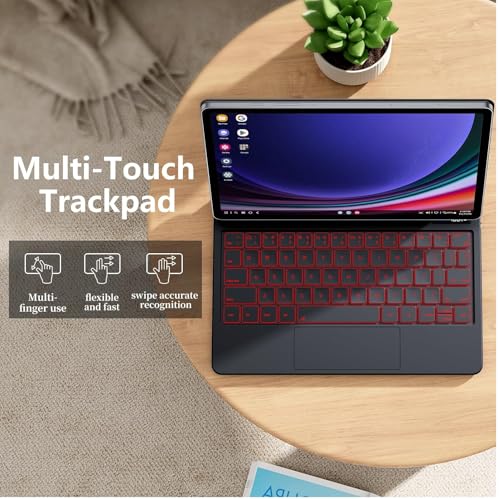Image of RTSY Magic Style Keyboard for Samsung Galaxy Tab S10 Plus, S10+, S9 Plus, S9+, S9 FE Plus, S8 Plus, S7 Plus (12.4 Inch) with 7-Colors Backlit & Multi Touch Trackpad, Floating Cantilever Design. LED