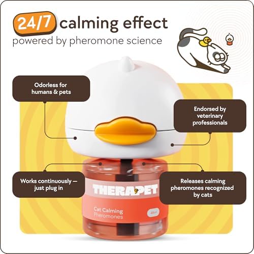 TherapetMD 60-Day Cat Calming Diffuser - Cat Pheromone Diffuser for Stress, Pee Spraying, Cat Fighting, Aggression, Excessive Meowing & Scratching - 60-Day Refill Included - Packaging May Vary - 5