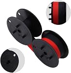 Bigger 3 Pack Replacement for GR24 Porelon 11216 Universal Twin Spool Calculator Ribbon for Nukote BR80c, Sharp El 1197 P III, Dataproducts R3027 (1 3/8" of Spool Diameter, 1/2" Wide, Black/red)