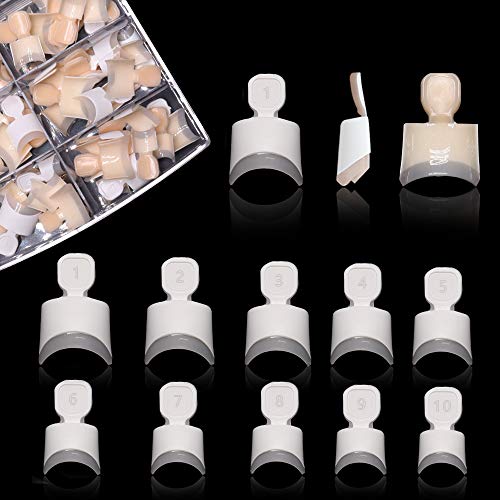 Clear Acrylic Nail Tips - French Nail Tip FINGERQUEEN 100pcs with Box Short Fake Nails Half Cover False Nail with Case for Nail Salons and DIY Nail Art, 10 Sizes(Natural)