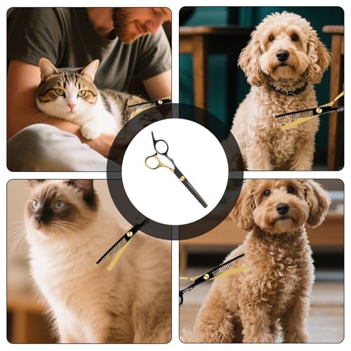 1 Stk Effilierschere Hund,Hunde Schere,Effilierschere,AusdüNnschere,Schere Hundehaare Schneiden,Fellschere Hunde,Hundescheren Set,Gebogene Schere FüR Hunde