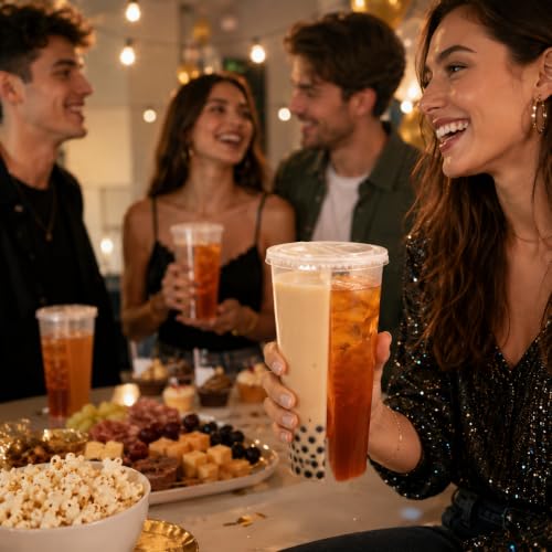 Vasos de plástico en forma de corazón para tés de burbujas en parejas y picnics 7