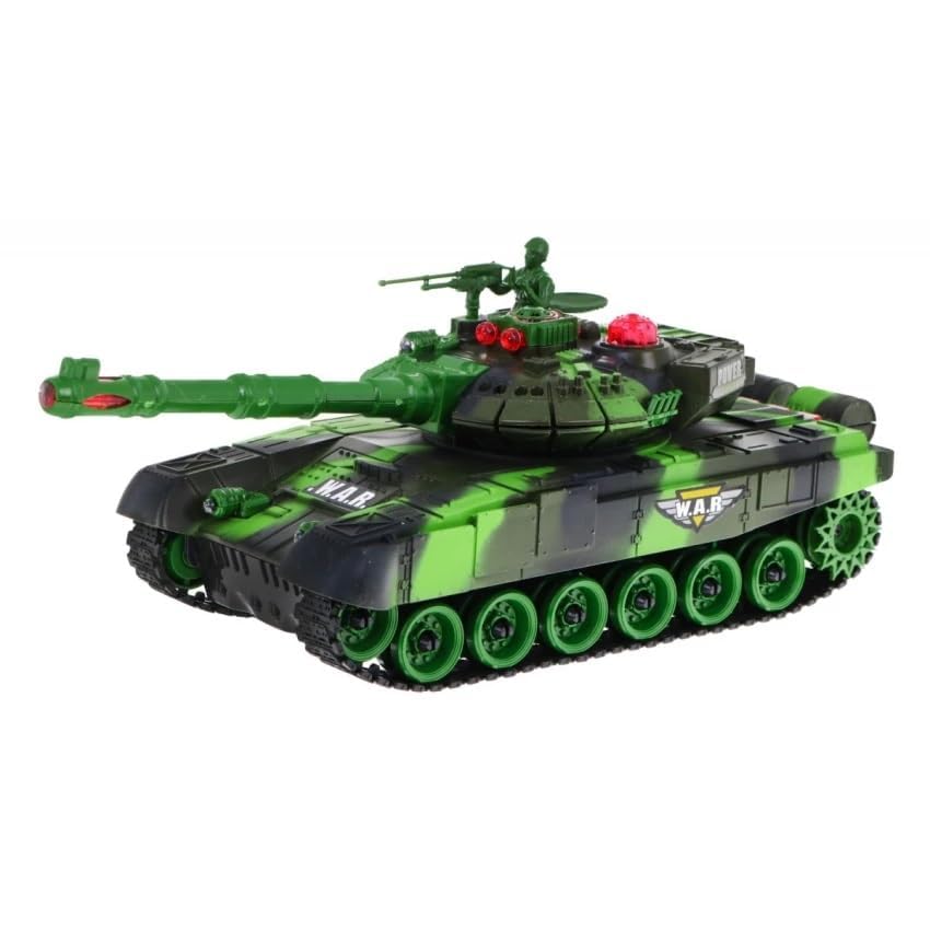 Pampam Toys RC Tank, Camouflage Green, 2.4 GHz Remote Control, Rotating Turret, Realistic Lights and Sounds, All-Terrain, for Kids-image-47