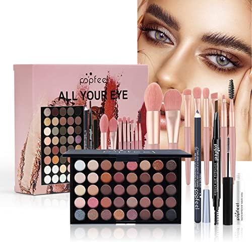 Joyeee 40 Colours Eyeshadow Palette Makeup Gift Set, Combination with Mascara Eyebrow Pencil Eyeliner Cosmetic Brushes, Essential Starter Bundle for Women Girls, Portable Eye Makeup Beauty Travel Set