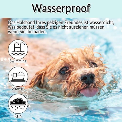 loongway Verstellbares Halsband für Hunde, natürliche und sichere Formel, sanfte Abwehrwirkung,65cm, geeignet für alle Hunde, wasserfest, Schutz bis zu 8 Monate