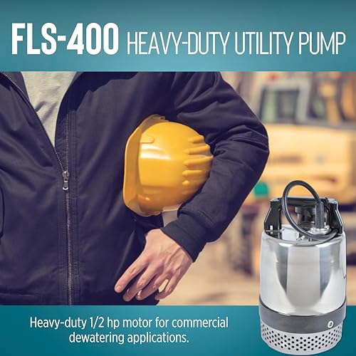 Little Giant FLS-400, 115-Volt, 3600 GPH, 1/2 HP Heavy-Duty Manual Stainless Steel Submersible Utility Pump with 20-Ft. Cord, Steel, 620240 by Little Giant - Image 3