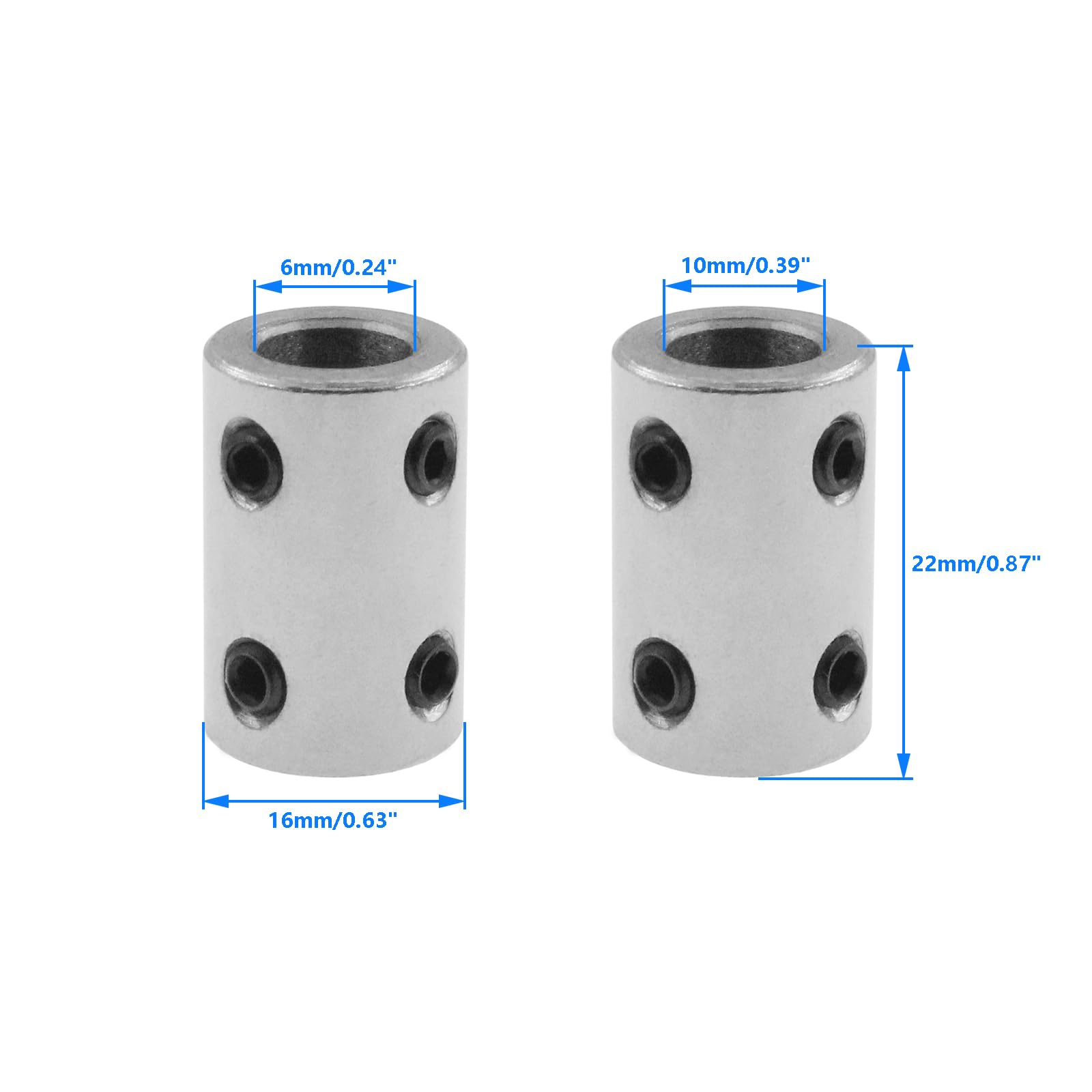 Bore Rigid Coupling Set Screw,SAFYY Shaft Coupling Joint Connector,Shaft Coupling Rigid Stepper Motor Wheel Coupler Joint Connector for Boat Airplane 3D Printers (4, 6mm-10mm with Screws,4PCS)