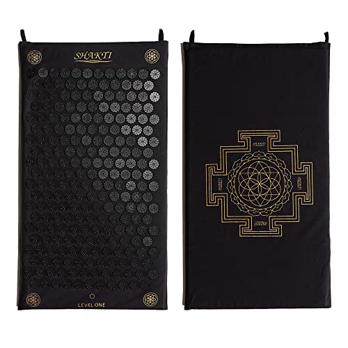 Shakti Premium Acupressure Mat Black Level 1, Sustainable & Durable, Relieves Stress & Tension, Promotes Relaxation & Focus, Ethically Handcrafted Acupuncture Mat in India, Organic Cotton Certified