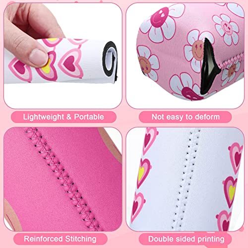 12 Pcs Preppy Beer Coolers Aesthetic Hot Pink White Can Coolers Neoprene Insulated Drink Bottle Beer Holder Non Slip Washable Beer Sleeve Insulators Covers For Party Supplies #TOP3