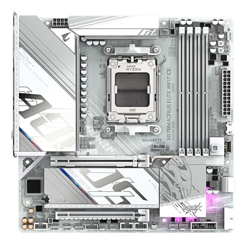 GIGABYTE X870M AORUS ELITE WIFI7 ICE Scheda Madre – Supporta CPU AMD Ryzen 9000, VRM digitale a 14+2+2 fasi, fino a 8200 Hz DDR5 (O.C), 1× PCIe 5.0 + 1× PCIe 4.0, Wi-Fi 7, LAN 2.5 GbE, USB 4 - Scheda madre - Immagine 1