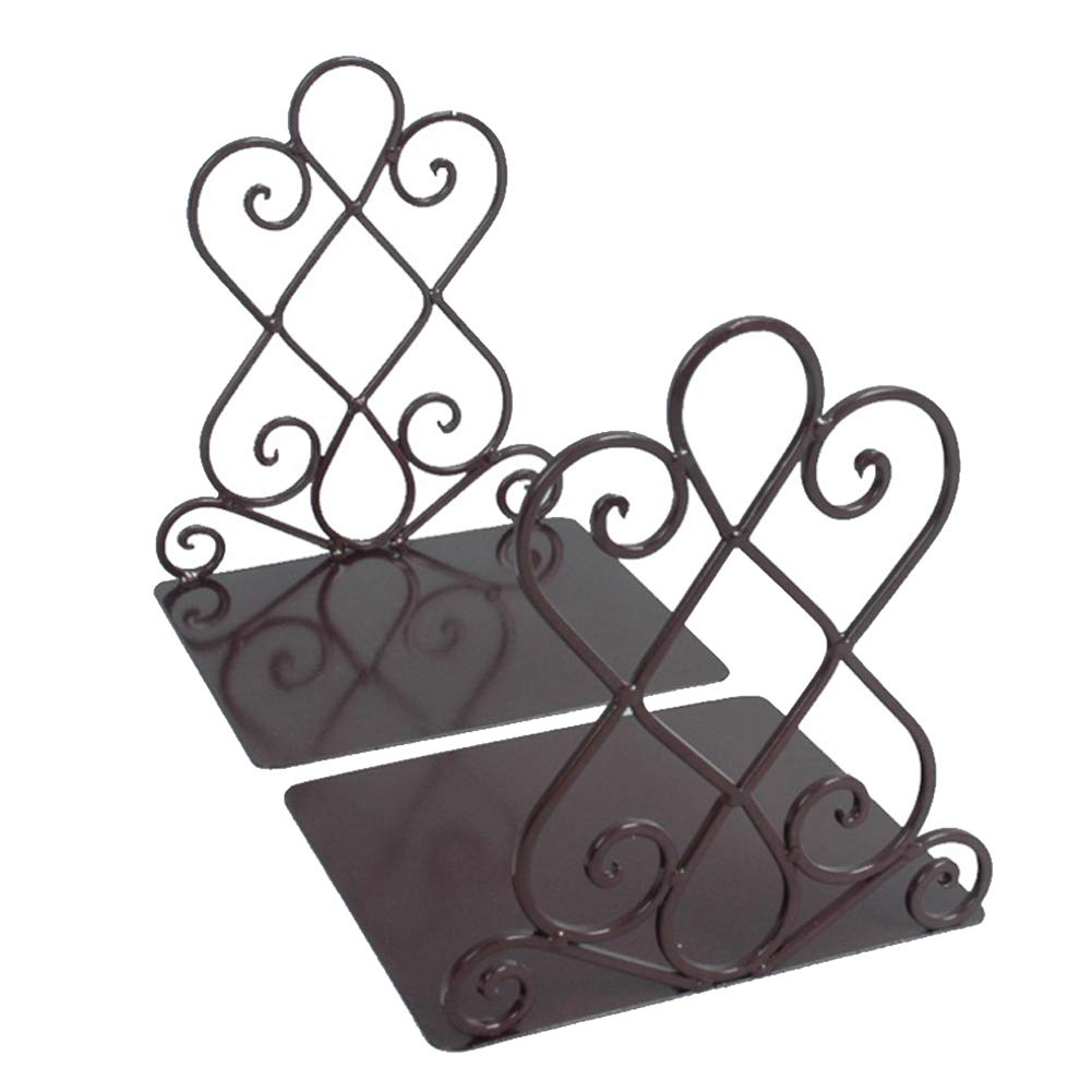 Sujetalibros de metal retro con base larga antideslizante para libros pesados en color negro