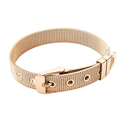 555Jewelry Stainless Steel Adjustable Belt Buckle Mesh Bangle Bracelet for Women