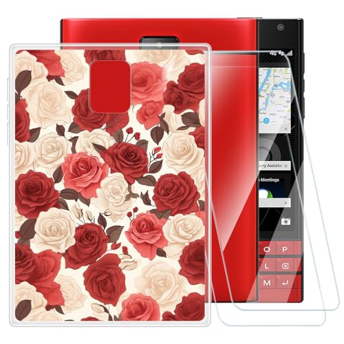 Coque TPU Imprimée + Lot de 2 Vitres Trempées Compatible avec Blackberry Passport Q30, Coque Artistique Fine Antichoc, Résistante aux Rayures, Protection...