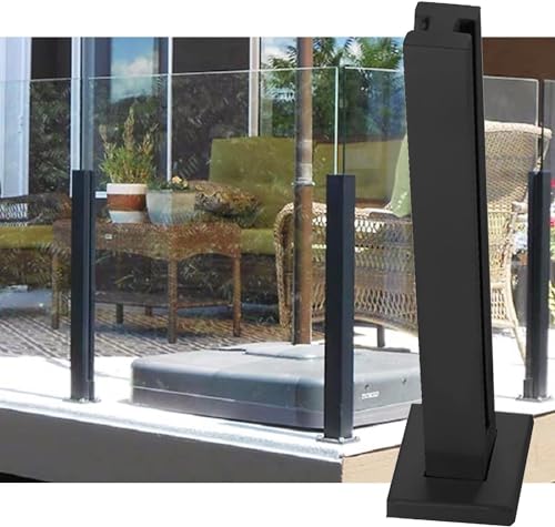 Columna de soporte con base resistente para barandilla de vidrio de 85cm 2