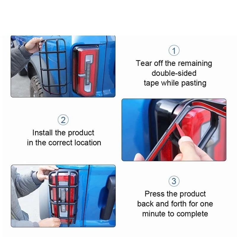 Boîtier feu arrière pour Ford Bronco 2021-2026 protection noire extérieure