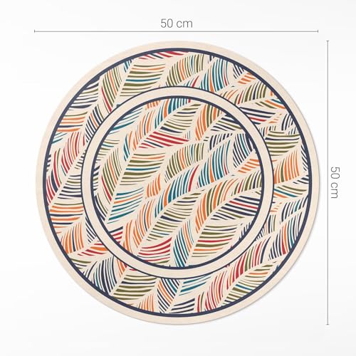 Tapis vinyle ø50 cm rond feuilles colorées PVC pour sol de cuisine - 4