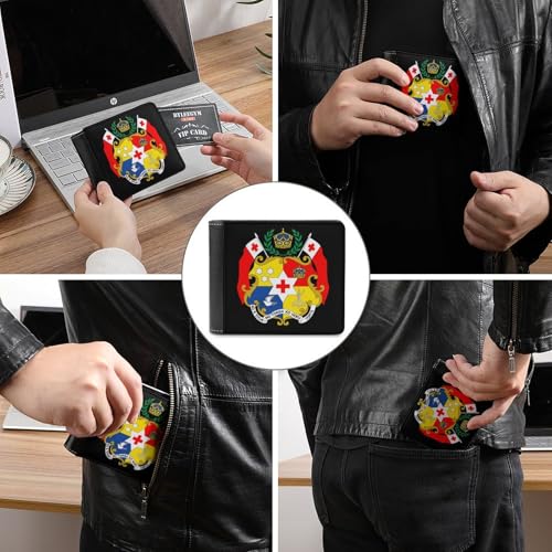 Tonga National Emblem Tongan Slim Mens Leather Wallet Money Clip Single-Sided Print Bifold Purse with 6 Credit Card Holders3