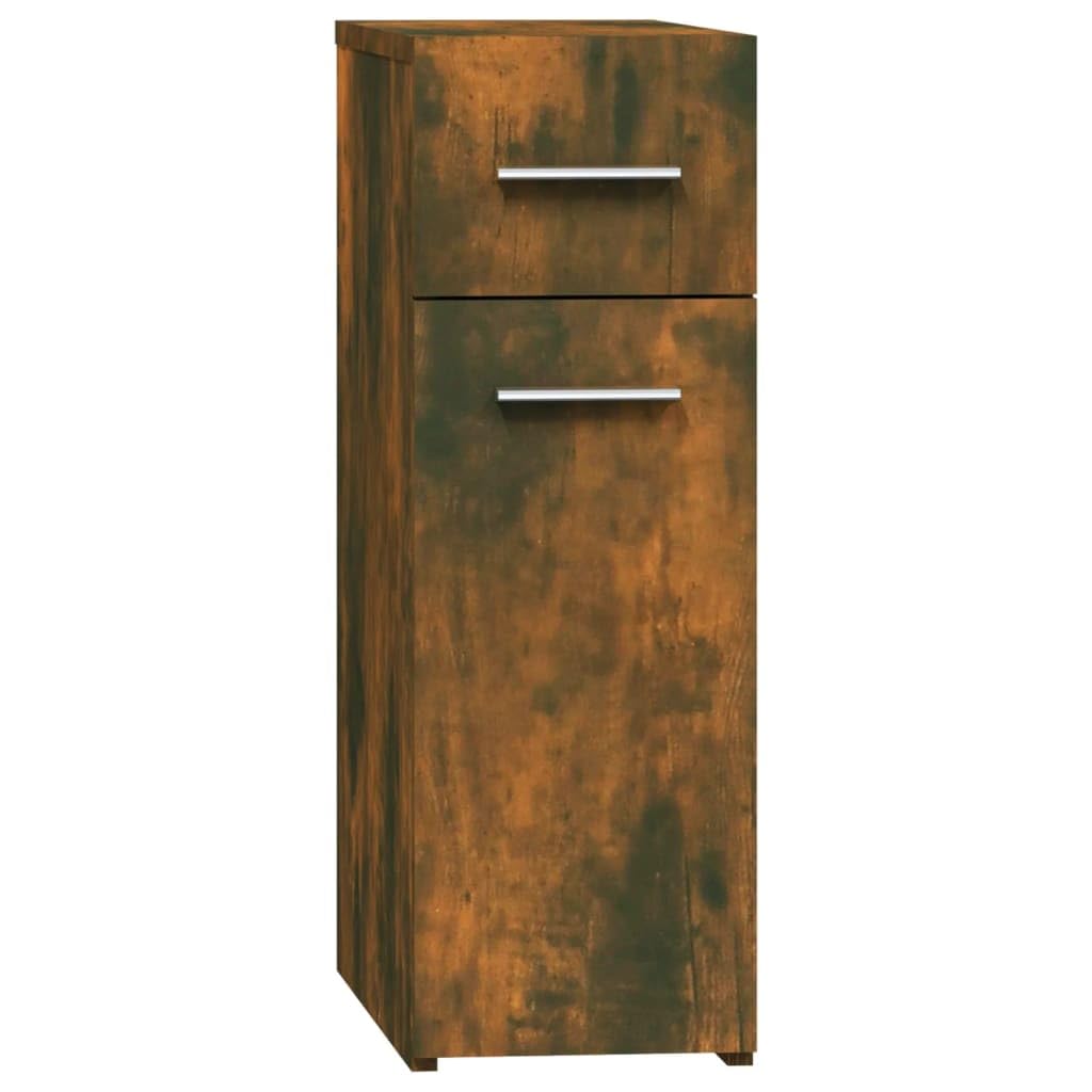Armoire à pharmacie en bois de chêne fumé - 20 x 45,5 x 60 cm - Design moderne avec espace de rangement et fixation murale - Pour petits couloirs, chambres et salons