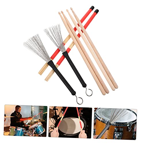 1 Set de baquetas para cepillo de alambre para batería y bolsa de almacenamiento, accesorio práctico para músicos, principiantes y estudiantes de música miniatura 5