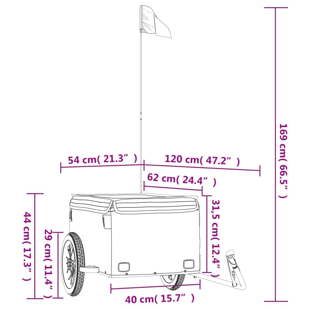 Remolque de bicicleta de hierro negro y azul con tela Oxford, x x, capacidad de carga, barra de remolque, acoplamiento, bandera de seguridad, para equipaje, compras, excursiones y acampadas