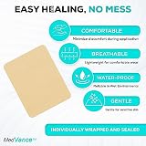 MedVance Silicone Foam Dressing - Waterproof Silicone Adhesive Foam Dressing - Easy Apply & Remove Wound Bandages - Dressings for Pressure Sores, & More - (4" x 5" Absorbent Bandage)