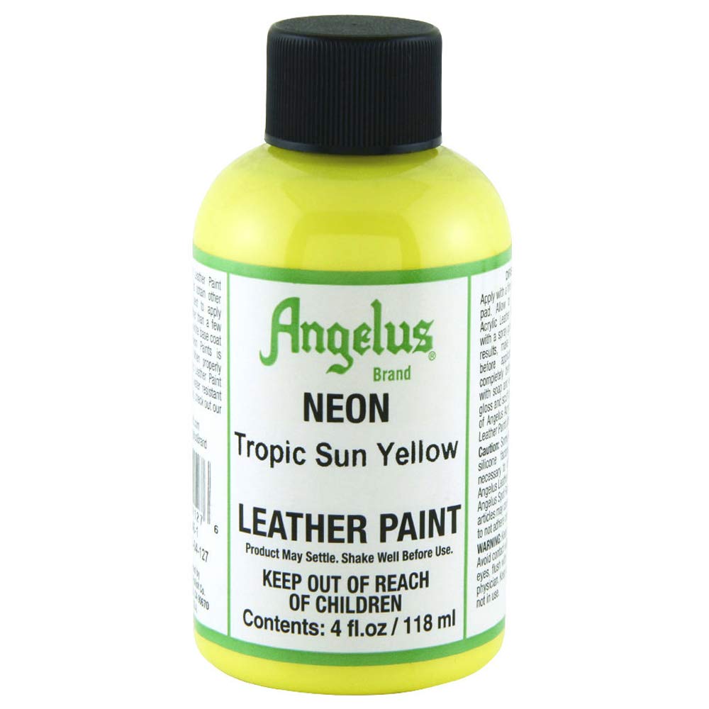 AngelusNeon Leather Paint, 4 oz, Tropical Sun Yellow