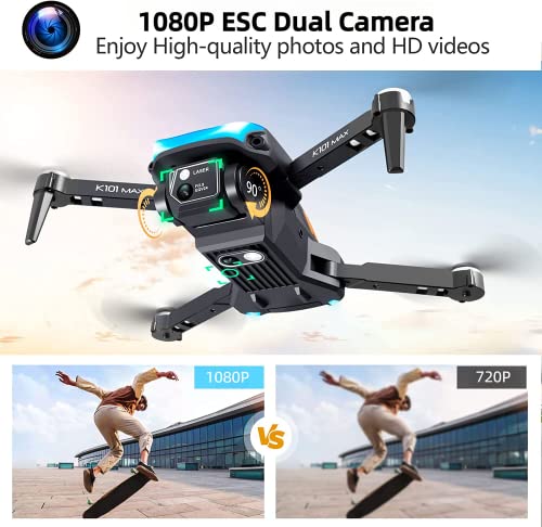 Mini drone para adultos iniciantes com câmera FPV HD 1080p, drone com câmera quadricóptero RC com retenção de altitude, aterrissagem de uma tecla, evitar obstáculos, ajuste de... glide
