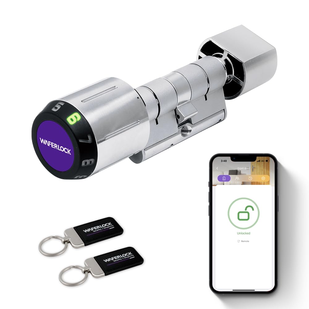 C760 Euro Smart Cylinder, Smart Lock, IP68 Waterproof, Fire Protection, App Control, Bluetooth, RFID Card/Pin Code, Anti-Drill, 35/35-50 (70-85mm), Nickel Finish, EN15684 Certified