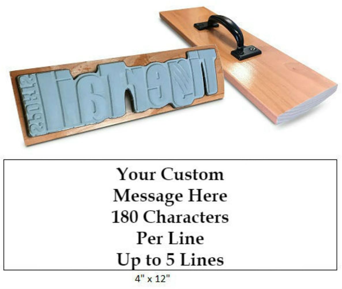 Infusion 4'' x 12'' Extra Large Custom Text Rocker Mount Wood Hand Rubber Stamp with Metal Handle