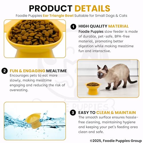 Image of Foodie Puppies Cat Food and Water Feeder (Triangle Bowl, Pack of 2) | Durable, Anti Vomiting, Healthy Cat Bowl for Persian Cat Prevent Tipping Over | Elevated Feeder for Cats and Small Dogs