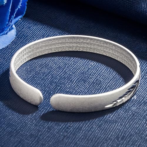 925 Sterling Silver Cuff Bangle Bracelets Adjustable Open Bangles, Fashion Jewelry Simple Adjustable 925 Silver Bangles for Women Mom Wife4
