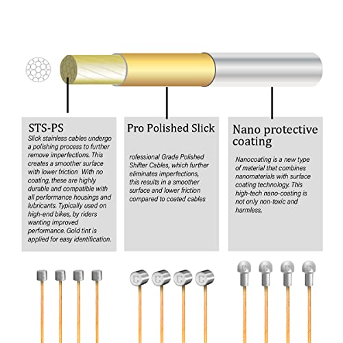 image for CNC Pro Slick Polished Bike Shifter Cable for Shimano/SRAM，Mountain 