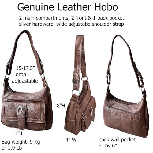 SILVERFEVER Women's Hobo Leather Handbag with 2 Entry, Buckled Front Pocket3