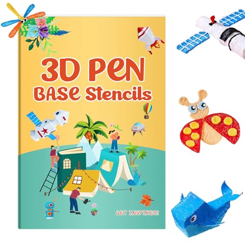 3D Printer Drawing Molds Paper Stencils for 3D Printing Pen Reusable Graffiti Template 3D Pen Paper Stencils 42 Sheets 65 Patterns with PVC Transparent Board.(Large)