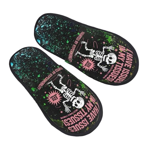 ZKULRPDEO Unisex Furry Slippers Soft Cozy Winter Issues In My Tissues Ehlers Danlos Syndrome Funny Awareness House Shoes Fuzzy Slides For Mens Womens Bedroom Casual