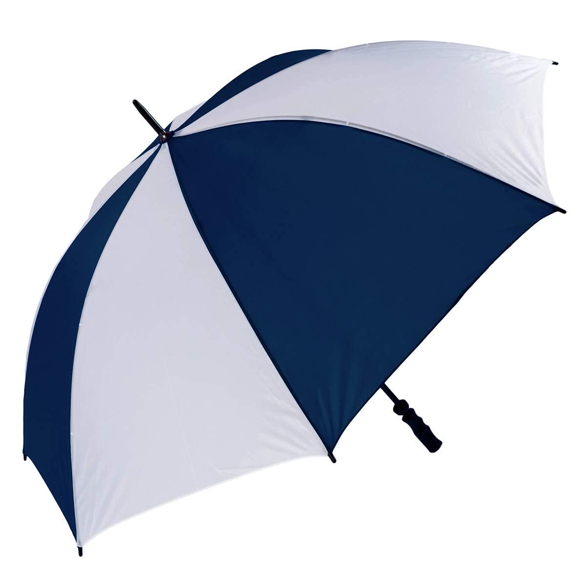 B.M.W Grand parapluie à 8 nervures de 111,8 cm | Tige en métal avec coque extérieure semblable à de la fibre de carbone et poignée ergonomique avec dragonne | Robuste et coupe-vent, bleu marine et