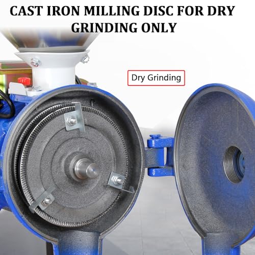 Image of 3000W Electric Grain Mill Grinder Dry Feed Flour Mill | Commercial Corn & SpiceGrinder with Adjustable Thickness, Heavy Duty, Wheat, Rice, Herbs, and Pepper- 110V, Dry Use