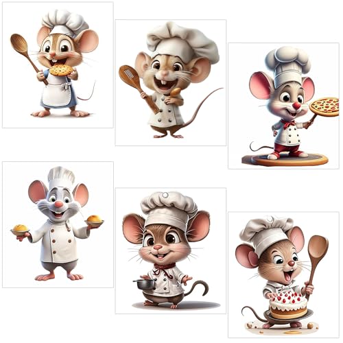 6 Stück Niedliche Mäuse Wandtattoos Küche, Selbstklebende Wandaufkleber mit Maus-Motiv, Kreative...