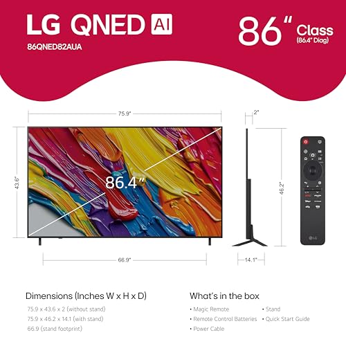 Image of LG 86-Inch Class QNED QNED82A Series Smart TV w /AI Sound, HDR10, 4K Super Upscaling, Filmmaker Mode, Wow Orchestra, Alexa Built-in (86QNED82AUA, 2025)