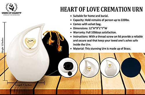 Image of Cremation Urns, Urn for Ashes, Adult Female and Male urn, Urn for Human Ashes, Decorative Burial Urn for Adult Men and Women-Heart of Love(Non-Customize, Adult)